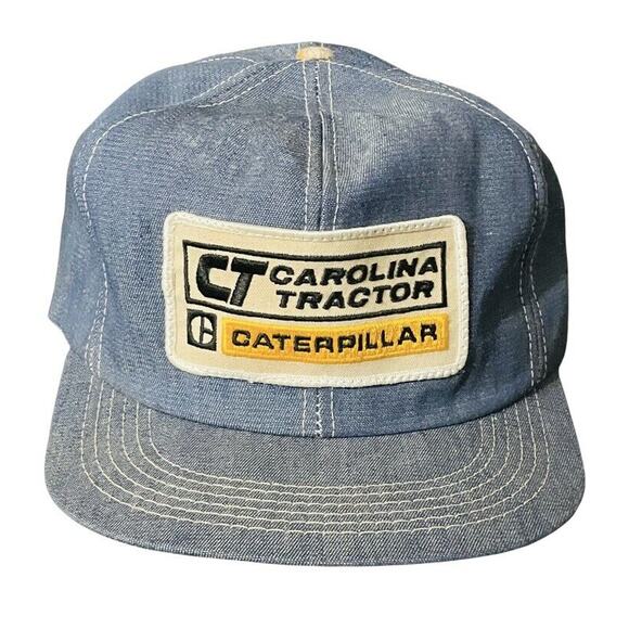 K-Brand Denim CAT Caterpillar Construction Hat Cap Snapback USA Made Patch - Picture 1 of 3